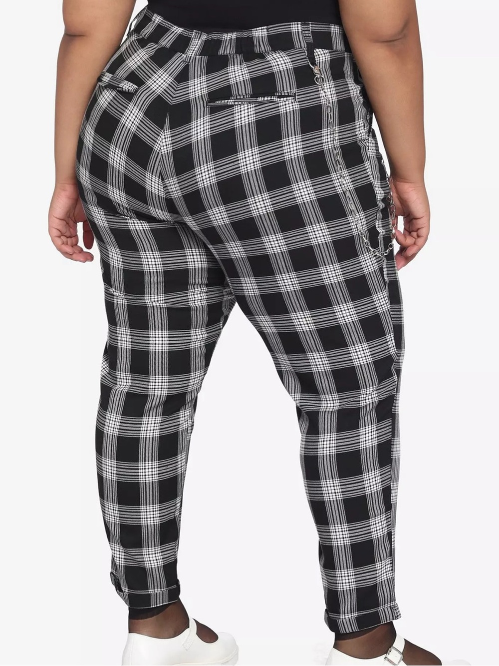 Hot Topic Black White Plaid Chain Plaid Trousers NWT Plus 3X - Picture 2 of 7